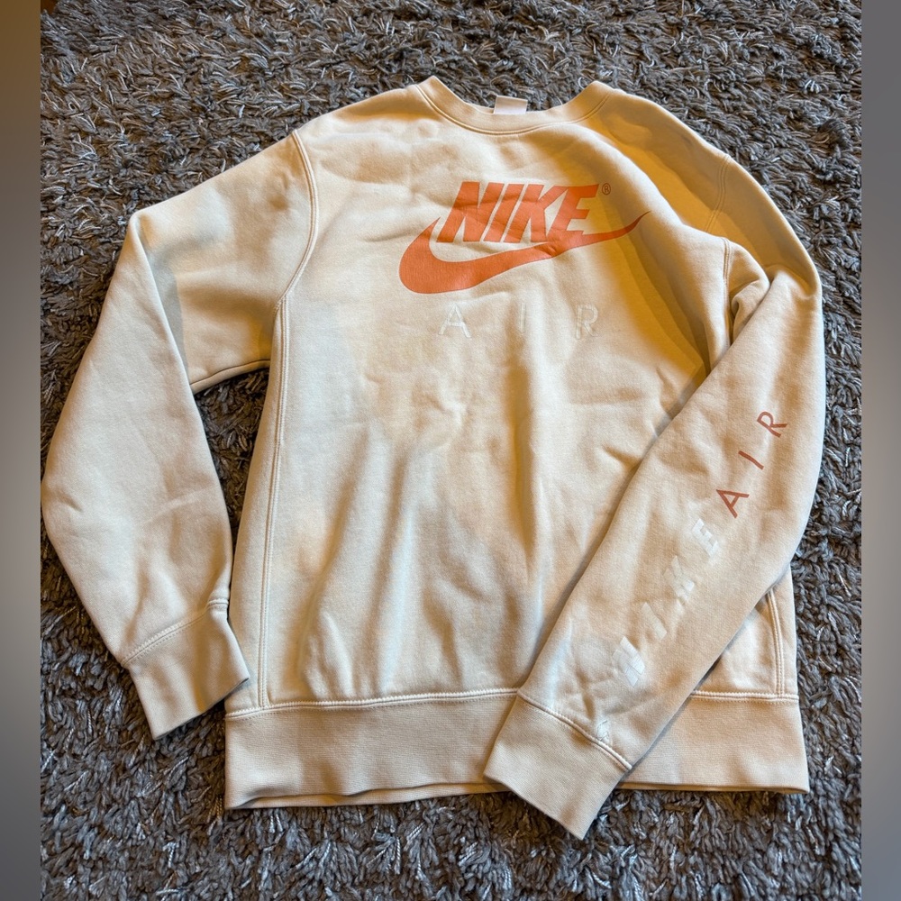Nike Beige Sweatshirt with Orange Logo